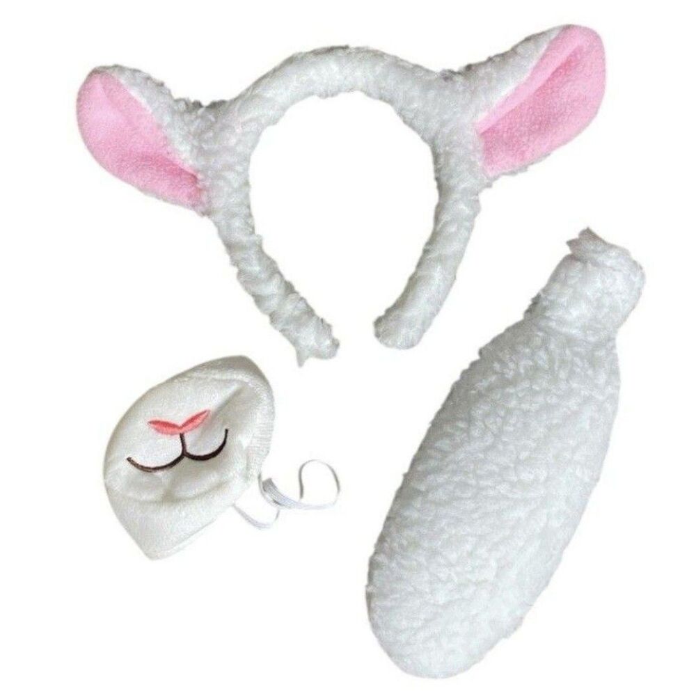 White Lamb Costume Accessory New Lamb Ears, Tail and nose Halloween Accessories